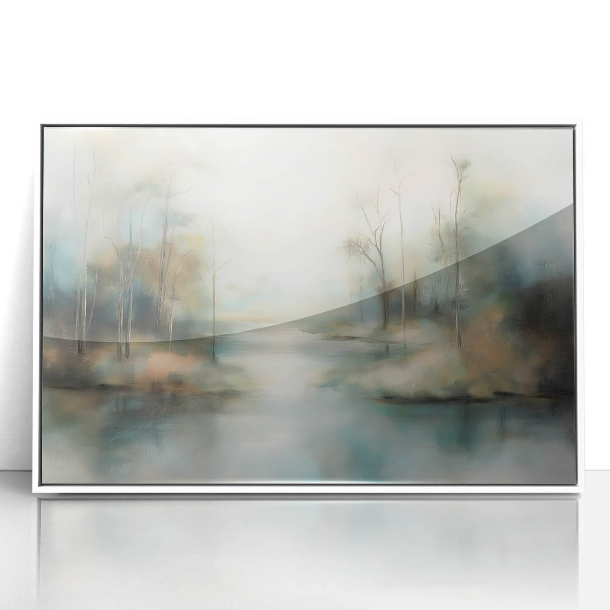 Framed acrylic artwork showcasing an abstract landscape in vibrant colors, featuring smooth lines and a modern design, ideal for contemporary home decor.