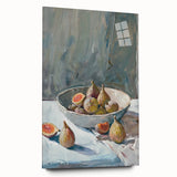 Large abstract wall art of assorted fruits in vibrant colors on acrylic glass, suitable for bedroom or dining room decor.