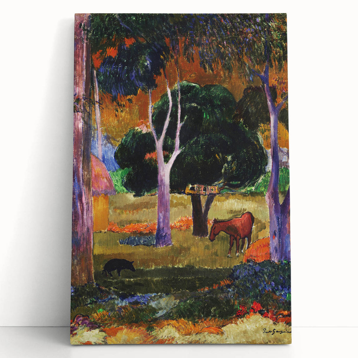 Modern Wall Art - Abstract Landscape with Horse & Pig | Contemporary Art