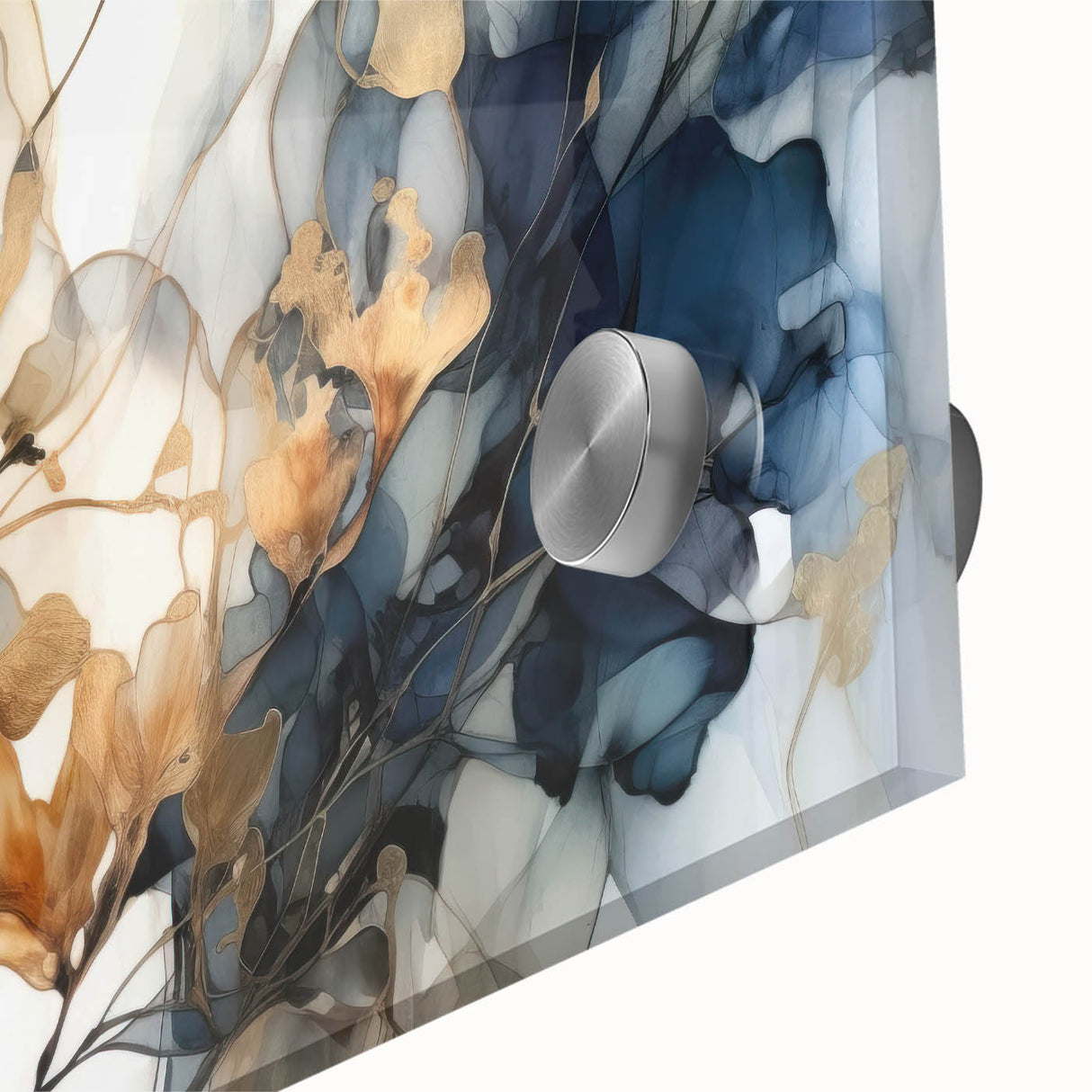 Elegant Navy & Gold Floral Wall Art – Modern Canvas Print
