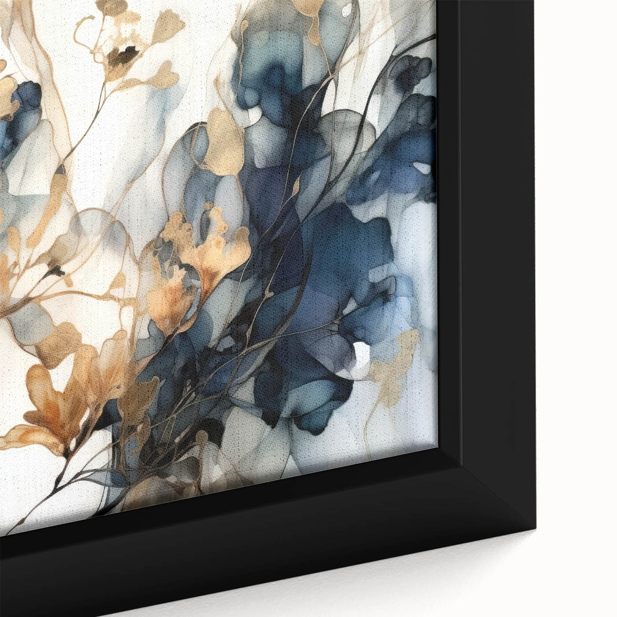Elegant Navy & Gold Floral Wall Art – Modern Canvas Print