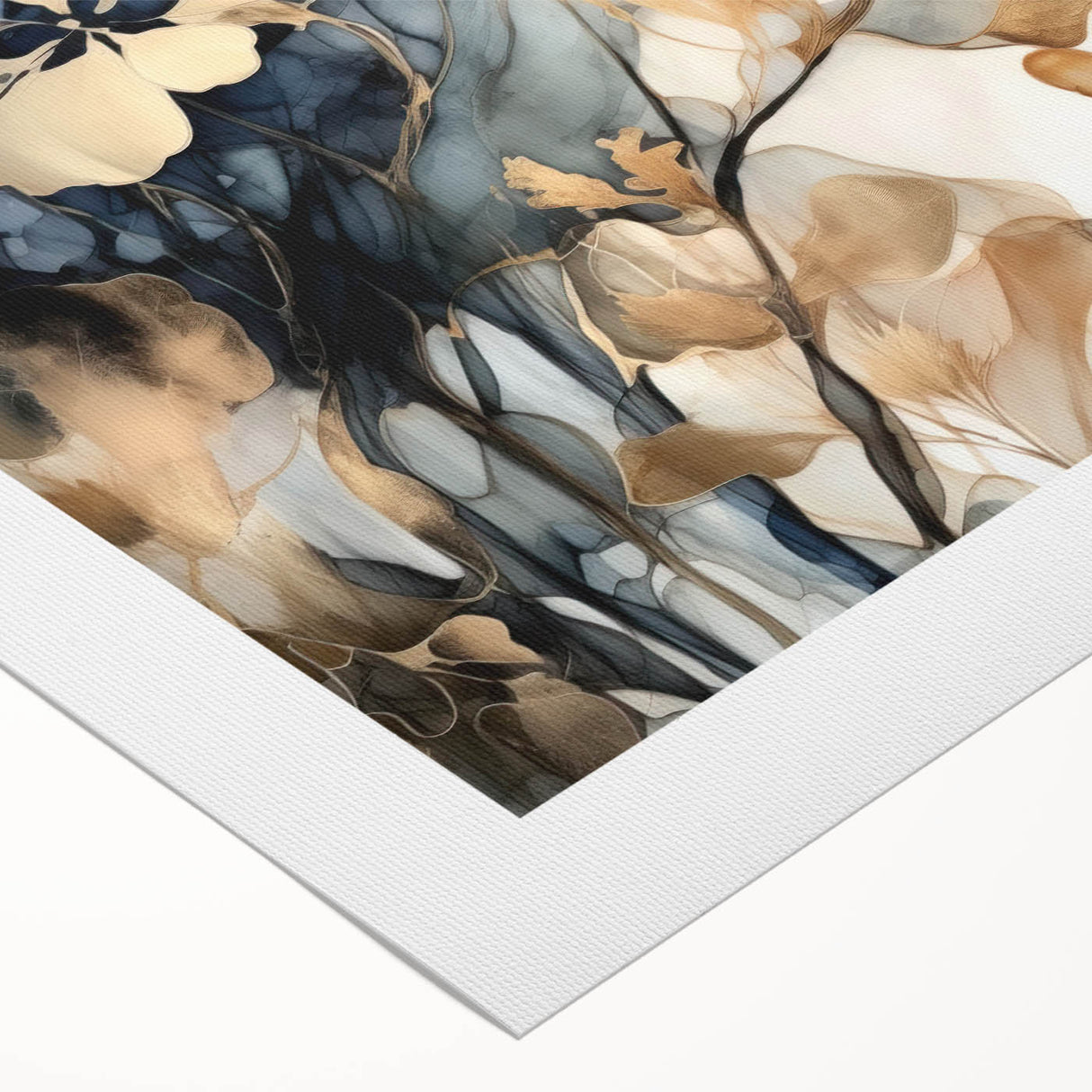 Elegant Navy & Gold Floral Wall Art – Modern Canvas Print