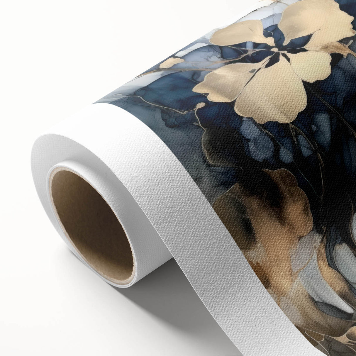 Elegant Navy & Gold Floral Wall Art – Modern Canvas Print
