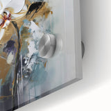 Close-up of a vibrant abstract floral design on acrylic glass, featuring rich colors and intricate patterns, perfect for modern home decor and artistic spaces.