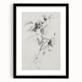 Abstract floral frame with a black mat, showcasing vibrant, colorful flowers against a neutral background, ideal for enhancing modern home decor.
