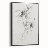 Framed canvas showcasing an abstract floral design in vibrant colors, set against a sleek black frame, ideal for modern home decor and art enthusiasts.