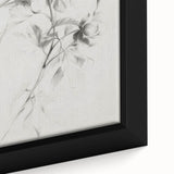 Close-up of a framed canvas displaying vibrant abstract floral designs with rich colors of pink, blue, and gold, showcasing intricate brush strokes and textures.