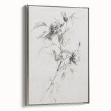 Framed canvas artwork showcasing an abstract floral design with vibrant colors and a silver frame, ideal for modern home decor and wall aesthetics.