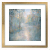 Abstract landscape artwork framed in an elegant gold frame, showcasing vibrant colors and intricate details, ideal for enhancing modern home decor.