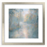 Abstract landscape artwork in a silver frame with a mat, showcasing a modern design that enhances any home decor. Perfect for contemporary or minimalist settings.