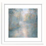 Abstract landscape art print framed in white, showcasing vibrant colors and dynamic shapes. Perfect for modern decor, adding a touch of creativity to any space.