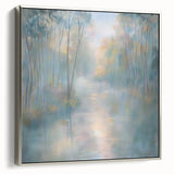 Framed abstract landscape canvas art showcasing vibrant colors and intricate textures, featuring a sleek silver frame, ideal for modern home decor.