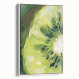 Vintage poster art of colorful fruits on a black background, extra large framed canvas, ideal for living room decor.