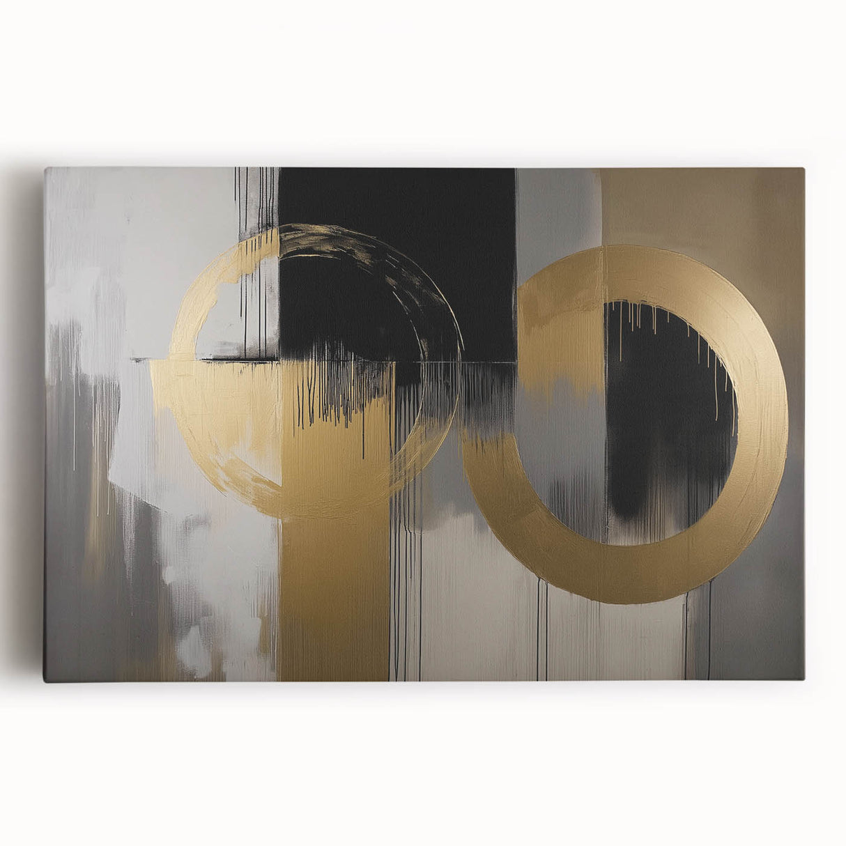 Gold & Black Abstract Wall Art – Modern Luxury Canvas Print
