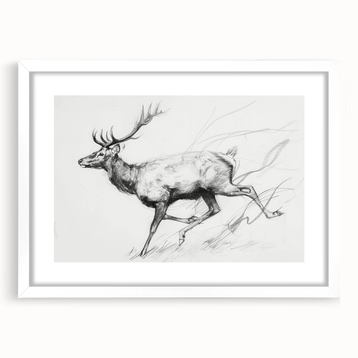 Abstract figurative art frame with a white mat, showcasing a modern design. The frame features a minimalist aesthetic, perfect for contemporary home decor.