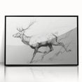 Framed abstract figurative art piece displayed against a white background, featuring bold black lines and vibrant colors, ideal for contemporary decor.