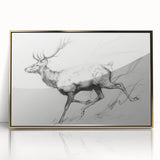 Framed abstract figurative art piece in acrylic with a gold color scheme, showcasing fluid shapes and modern design elements, ideal for contemporary decor.