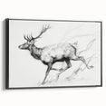 Framed abstract figurative canvas art in black, showcasing a modern design with bold lines and shapes, perfect for contemporary home decor.
