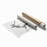 Abstract figurative rolled print showcasing vibrant colors and dynamic shapes, perfect for modern home decor, presented in a protective cardboard tube.