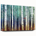 Abstract landscape acrylic artwork displayed from a side view, showcasing vibrant colors and intricate patterns, secured with pins on a sleek glass surface.