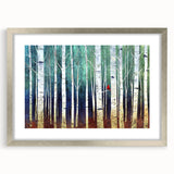 Abstract landscape framed artwork with a silver mat, showcasing soft colors and fluid shapes, perfect for modern home decor. The frame enhances the visual depth and elegance of the piece.