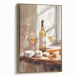 Framed canvas wall art depicting a vintage-style landscape with muted earth tones, ideal for bedroom decor.