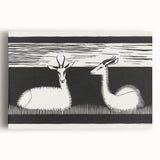 Modern Gazelle Wall Art - Minimalist Black and White Contemporary Decor
