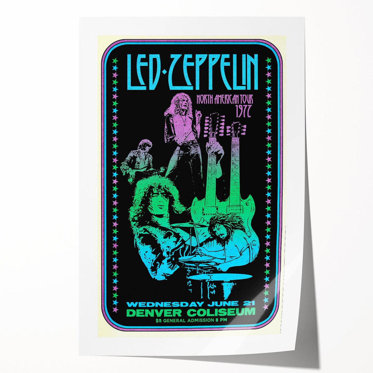 Led Zeppelin 1972 North American Tour Poster | Retro Music Wall Art