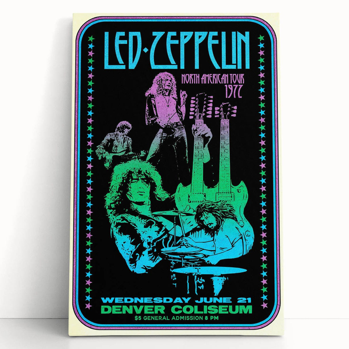 Led Zeppelin 1972 North American Tour Poster | Retro Music Wall Art