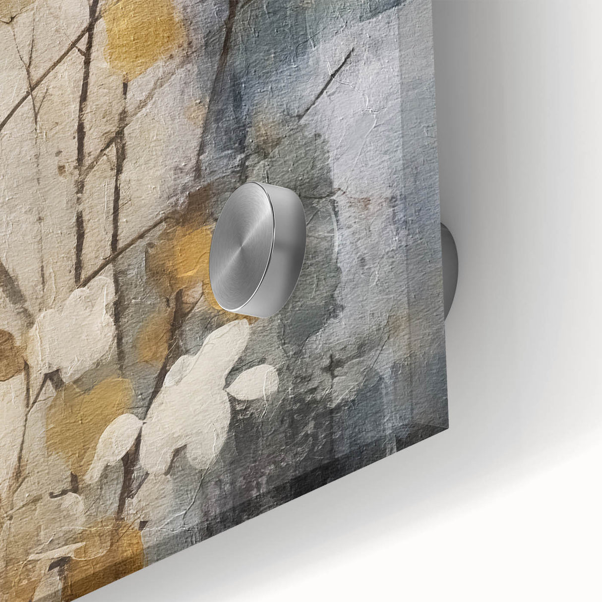 Elegant Gold & Gray Floral Wall Art – Modern Canvas Print