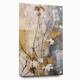 Elegant Gold & Gray Floral Wall Art – Modern Canvas Print
