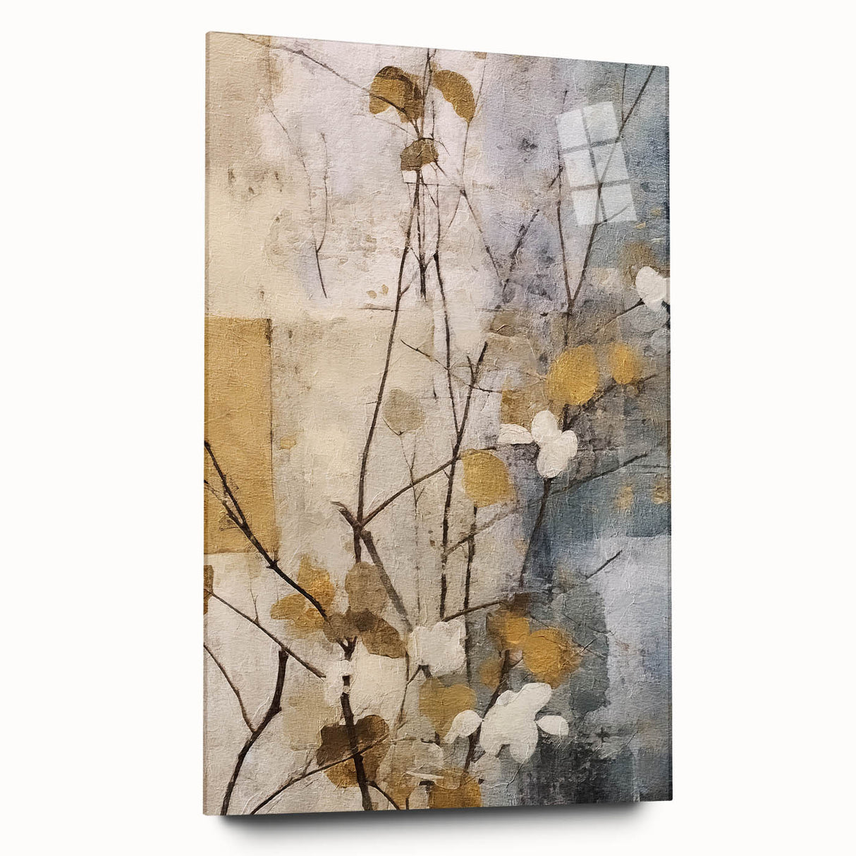 Elegant Gold & Gray Floral Wall Art – Modern Canvas Print