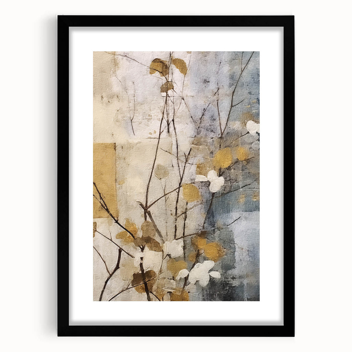 Elegant Gold & Gray Floral Wall Art – Modern Canvas Print