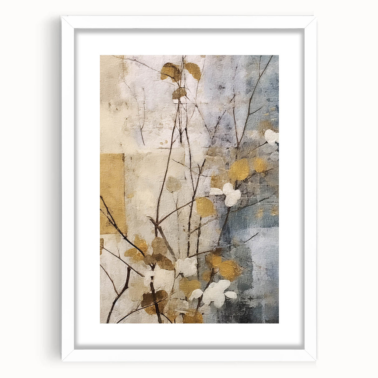 Elegant Gold & Gray Floral Wall Art – Modern Canvas Print