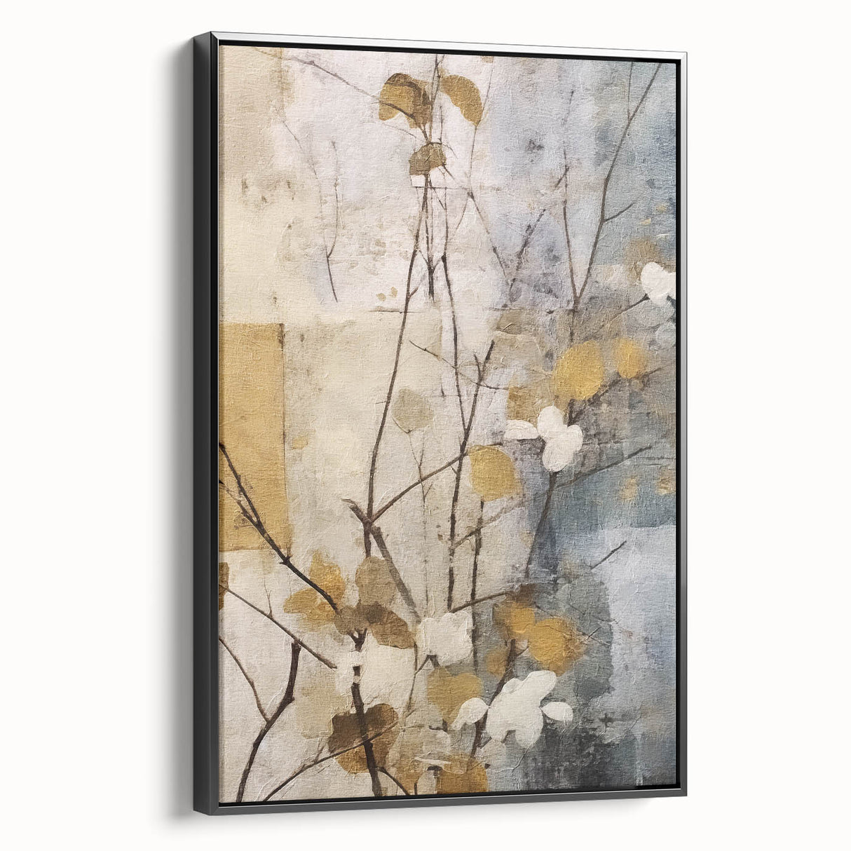 Elegant Gold & Gray Floral Wall Art – Modern Canvas Print