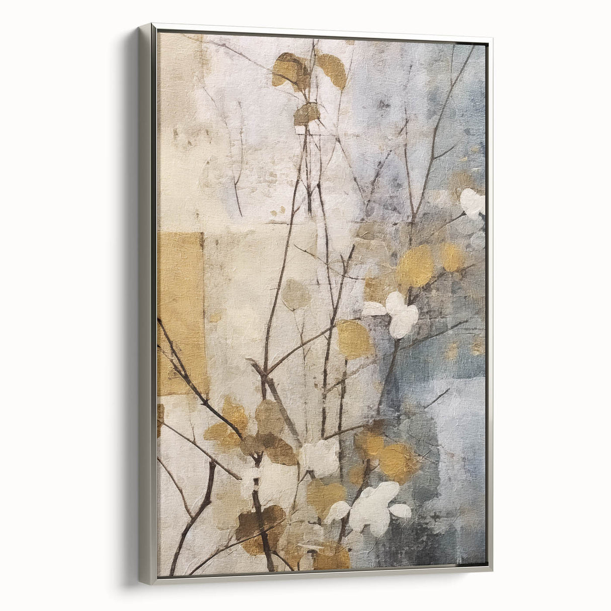 Elegant Gold & Gray Floral Wall Art – Modern Canvas Print