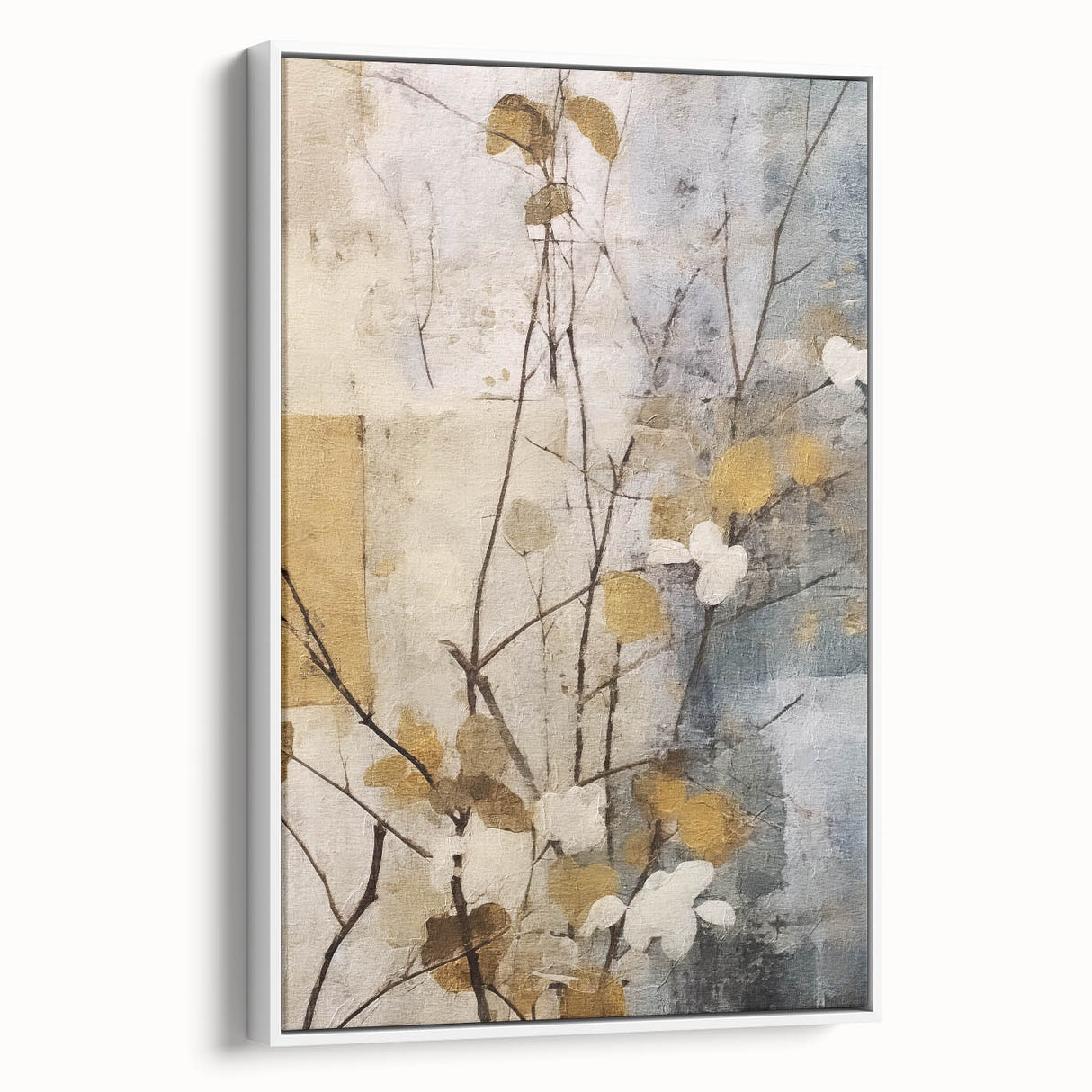 Elegant Gold & Gray Floral Wall Art – Modern Canvas Print