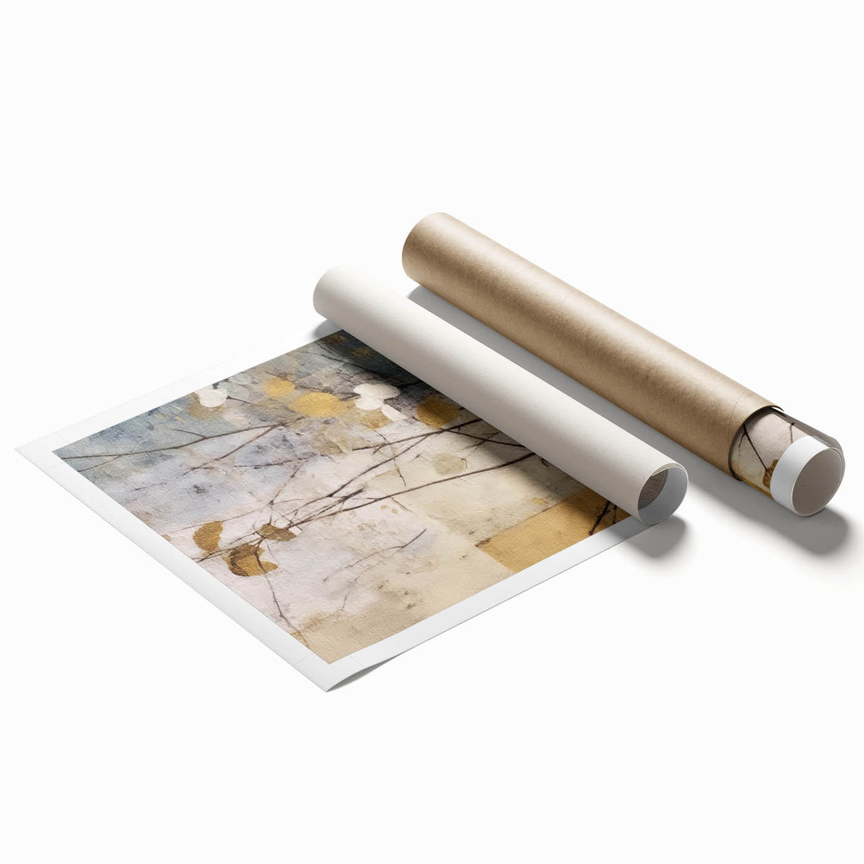 Elegant Gold & Gray Floral Wall Art – Modern Canvas Print
