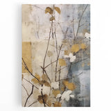 Elegant Gold & Gray Floral Wall Art – Modern Canvas Print