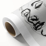 Abstract figurative wall art on rolled canvas showcasing vibrant colors and dynamic shapes, ideal for modern decor. Packaged securely in a protective cardboard tube.