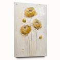 Abstract floral design on acrylic glass, showcasing vibrant colors and intricate patterns, displayed from a side view with pin fasteners for mounting. This artwork adds a modern touch to any decor, perfect for enhancing living spaces or offices.