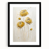 Abstract floral wall art in a sleek black frame, showcasing vibrant colors and intricate details, ideal for modern home decor. Perfect for adding elegance to any room.