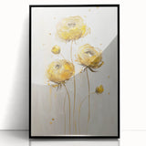 Framed acrylic artwork showcasing an abstract floral design with vibrant colors and intricate patterns, presented in a sleek black frame, perfect for modern decor.