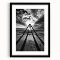Abstract landscape framed artwork with a black mat and sleek frame, showcasing vibrant colors and dynamic shapes, perfect for modern home decor.
