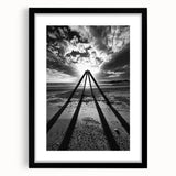 Abstract landscape framed artwork with a black mat and sleek frame, showcasing vibrant colors and dynamic shapes, perfect for modern home decor.