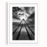 Abstract landscape artwork framed in a sleek white mat, showcasing vibrant colors and dynamic shapes for modern home decor. Ideal for enhancing artistic ambiance.