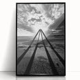 Framed abstract landscape art piece with a black frame, showcasing vibrant colors and fluid shapes, ideal for modern home decor. Perfect for enhancing living spaces.
