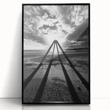 Framed abstract landscape art piece with a black frame, showcasing vibrant colors and fluid shapes, ideal for modern home decor. Perfect for enhancing living spaces.