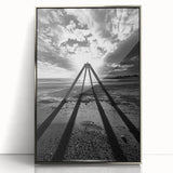Framed abstract landscape artwork with a silver acrylic front, showcasing vibrant colors and dynamic shapes, perfect for modern home decor.