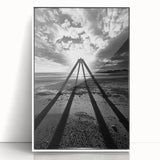 Framed acrylic artwork showcasing an abstract landscape design with vibrant colors, set against a sleek white frame, ideal for modern home decor.